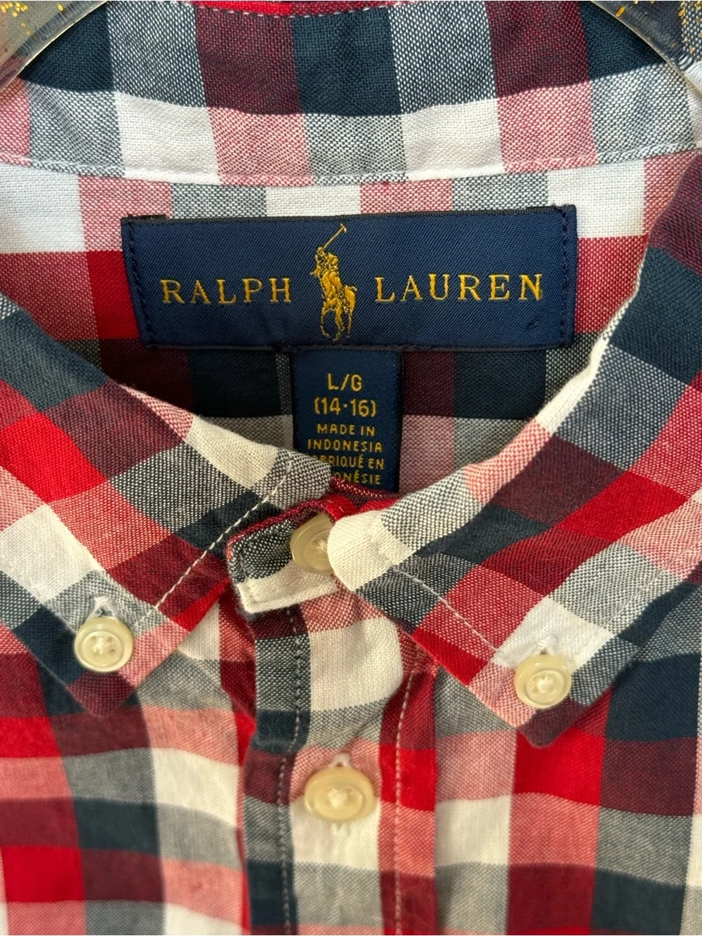 Ralph Lauren Boys 14/16 Plaid Button Down Short Sleeve